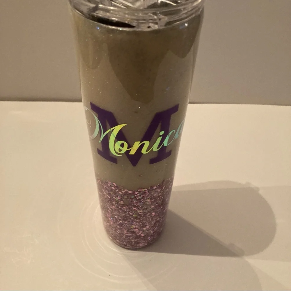 RARE Personalized Monica Monogram Cowboy Boots Summer Travel Mug Tumbler Bottle